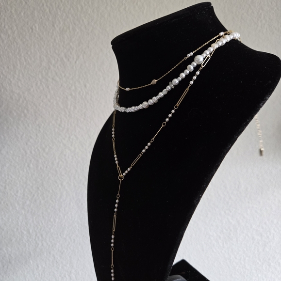 Anthropologie Pearl Lariat Layered Necklace - Picture 2 of 4